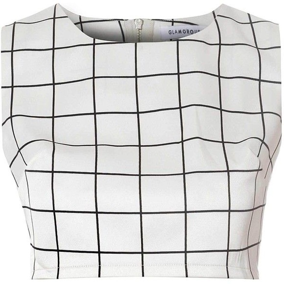 Glamorous Tops - 🆕Glamorous Grid Crop Top - White & Black